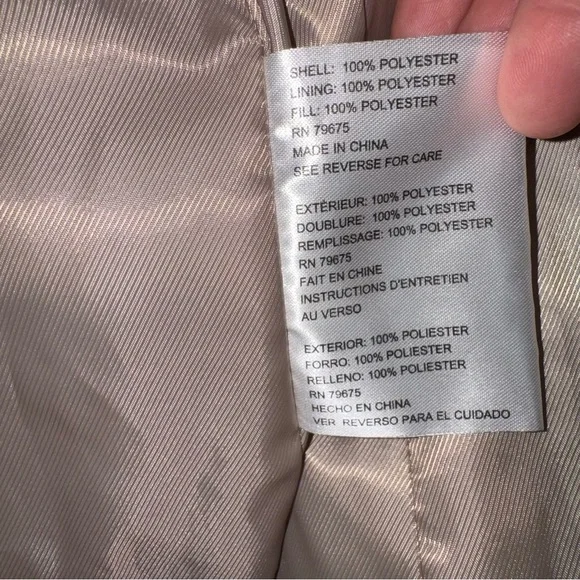 Michael Kors Women's Quilted Anorak Jacket Tan Hooded Zip Front Coat Size M - Picture 10 of 15